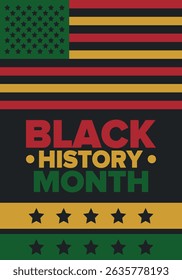 Black History Month. African American History. Celebrated annual. In February in United States and Canada. In October in Great Britain. Poster, card, banner, background. Vector illustration