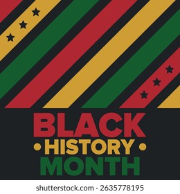 Black History Month. African American History. Celebrated annual. In February in United States and Canada. In October in Great Britain. Poster, card, banner, background. Vector illustration