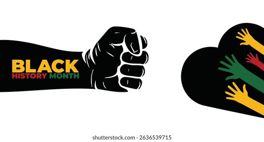 Black History Month. African American History. Celebrated annual. In February in United States and Canada. In October in Great Britain. Poster, card, banner, background. Vector illustration