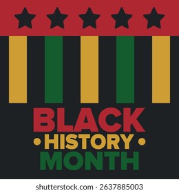 Black History Month. African American History. Celebrated annual. In February in United States and Canada. In October in Great Britain. Poster, card, banner, background. Vector illustration