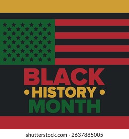 Black History Month. African American History. Celebrated annual. In February in United States and Canada. In October in Great Britain. Poster, card, banner, background. Vector illustration
