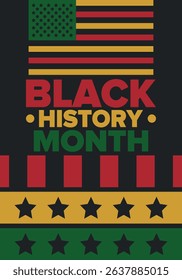 Black History Month. African American History. Celebrated annual. In February in United States and Canada. In October in Great Britain. Poster, card, banner, background. Vector illustration