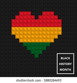 Black History Month. African culture celebration. A heart colored in red, yellow and green. 