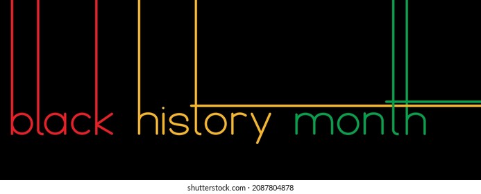 Black History Month or African-American History Month vector banner. Line art lettering on dark  background.	