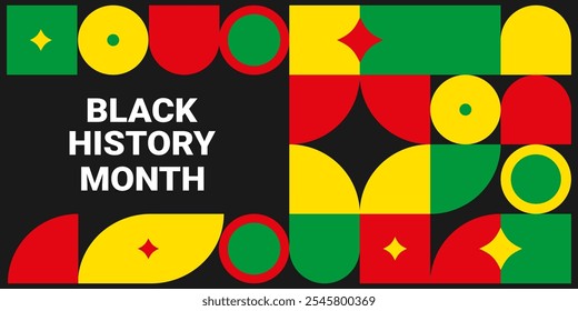 Black History Month. Annual holiday for the USA, Canada and the UK. Vector banner in neo geometry style.