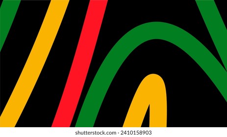 Antecedentes del mes de la historia negra. Resumen rojo, amarillo, verde, negro diseño de ondas de color, espacio de copia. Ilustración del vector