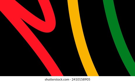 Black history month background. Abstract red, yellow, green, black color wave design, copy space. Vector illustration