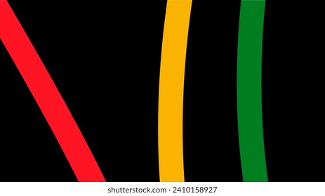 Black history month background. Abstract red, yellow, green, black color wave design, copy space. Vector illustration