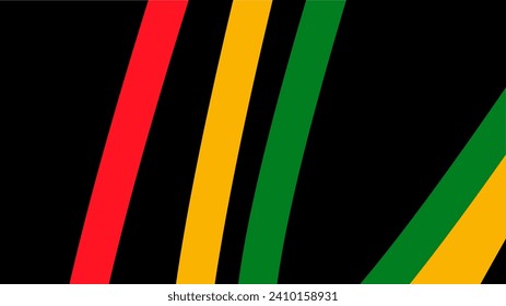 Black history month background. Abstract red, yellow, green, black color wave design, copy space. Vector illustration