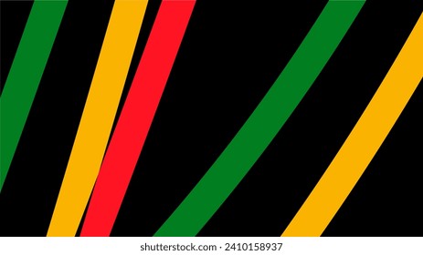 Black history month background. Abstract red, yellow, green, black color wave design, copy space. Vector illustration