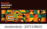 Black History Month background, banner, poster and template geometric design