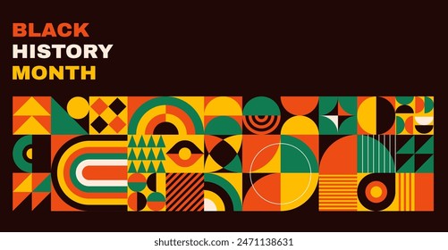 Black History Month background, banner, poster and template geometric design