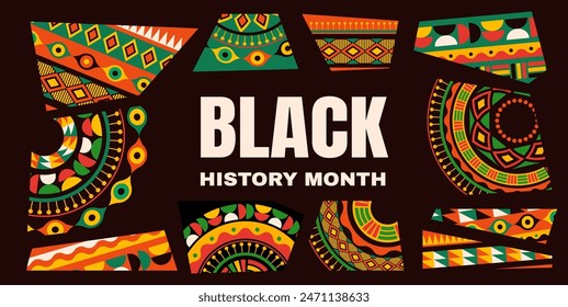 Black History Month background, banner, poster and template geometric design