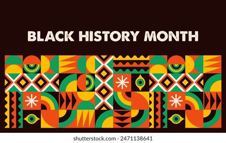 Black History Month background, banner, poster and template geometric design