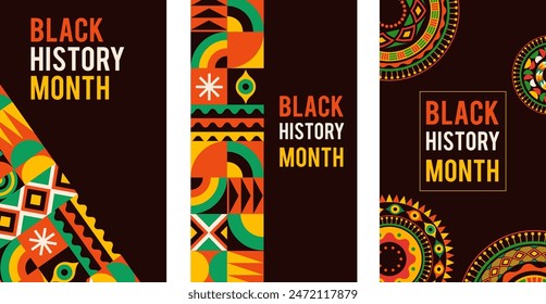 Black History Month background, banner, poster and template geometric design