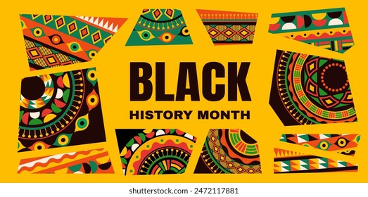 Black History Month background, banner, poster and template geometric design