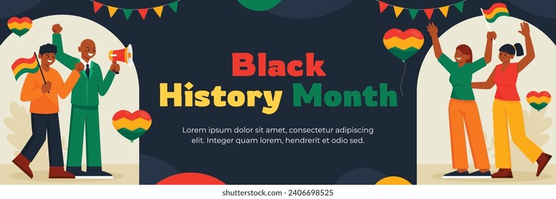 Black history month background. Black history month celebration. February. Cartoon Vector illustration design Template for Poster, Banner, Flyer, Post, Cover, Greeting, Card. African American History.