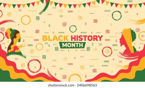 Black history month background. Black history month celebration. February. Cartoon Vector illustration design Template for Poster, Banner, Flyer, Post, Cover, Greeting, Card. African American History.