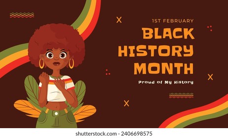 Black history month background. Black history month celebration. February. Cartoon Vector illustration design Template for Poster, Banner, Flyer, Post, Cover, Greeting, Card. African American History.