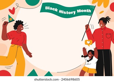 Black history month background. Black history month celebration. February. Cartoon Vector illustration design Template for Poster, Banner, Flyer, Post, Cover, Greeting, Card. African American History.