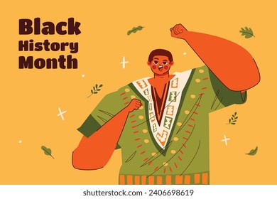 Black history month background. Black history month celebration. February. Cartoon Vector illustration design Template for Poster, Banner, Flyer, Post, Cover, Greeting, Card. African American History.