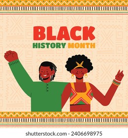 Black history month background. Black history month celebration. February. Cartoon Vector illustration design Template for Poster, Banner, Flyer, Post, Cover, Greeting, Card. African American History.