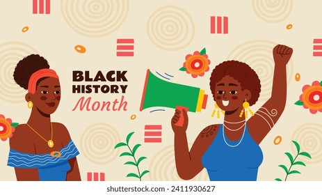 Black history month background. Black history month celebration. February. Cartoon Vector illustration design Template for Poster, Banner, Flyer, Post, Cover, Greeting, Card. African American History.