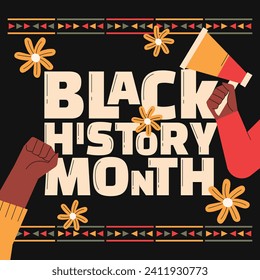 Black history month background. Black history month celebration. February. Cartoon Vector illustration design Template for Poster, Banner, Flyer, Post, Cover, Greeting, Card. African American History.