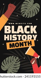 Antecedentes del mes de la historia negra. Celebración del mes de la historia negra. Febrero. Plantilla de diseño de ilustración de vectores de dibujos animados para afiches, pancartas, volantes, entradas, carátulas, saludo, tarjeta. Historia afroamericana.