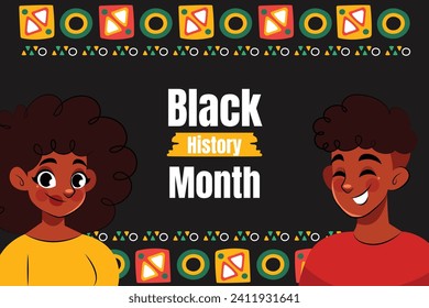 Black history month background. Black history month celebration. February. Cartoon Vector illustration design Template for Poster, Banner, Flyer, Post, Cover, Greeting, Card. African American History.