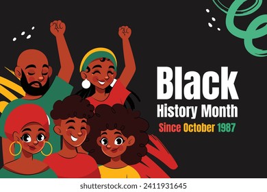 Black history month background. Black history month celebration. February. Cartoon Vector illustration design Template for Poster, Banner, Flyer, Post, Cover, Greeting, Card. African American History.