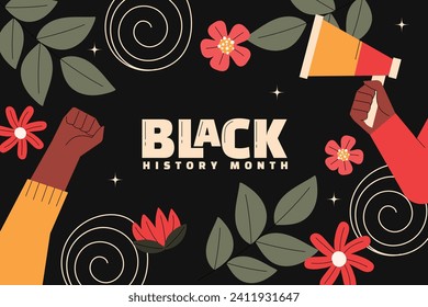 Black history month background. Black history month celebration. February. Cartoon Vector illustration design Template for Poster, Banner, Flyer, Post, Cover, Greeting, Card. African American History.