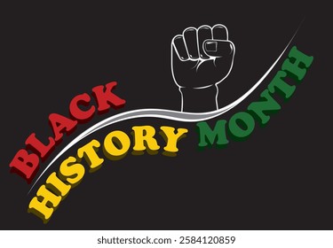 Black history month black background with hand. African American history celebration vector illustration design