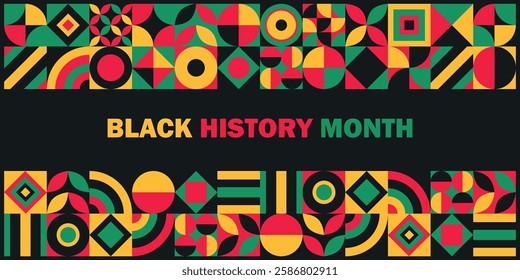 Black History Month background. Horizontal website header banner vector illustration for social media post, graphic art