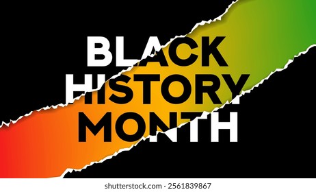 Black History Month background. Modern minimal text symbol with gradient Black History Month colors. African-American History Month vector symbol for promotion, cards, posters and social media ad.
