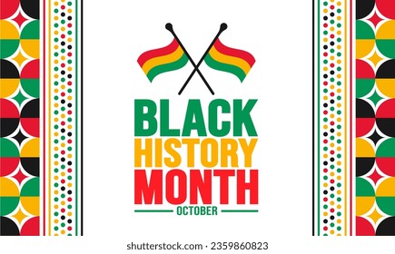 Black History Month background template Celebrated in October and February United States, Canada, Great Britain, Africa, United Kingdom, Ireland. use to book cover, banner, placard, card, and poster.