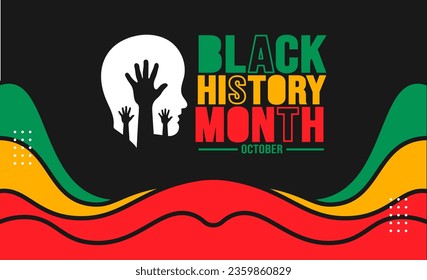 Black History Month background template Celebrated in October and February United States, Canada, Great Britain, Africa, United Kingdom, Ireland. use to book cover, banner, placard, card, and poster.