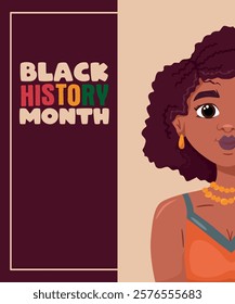 Black history month banner with african american woman. Vector graphic design illustration for banner, card and poster. Freedom concept