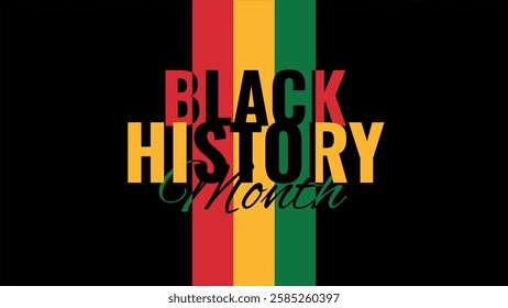 Black history month banner, African American history celebration. Black History Month illustration for social media, card, poster on black background