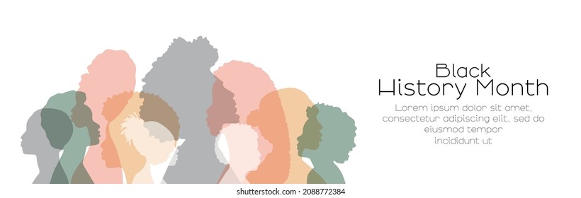 Black History Month banner. Card with place for text. Flat vector illustration.