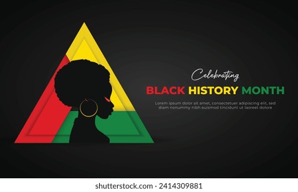 Black History Month Banner Design. African American History Celebration Concept for Cover, Poster, Flyer, Presentation Background Vector Illustration 