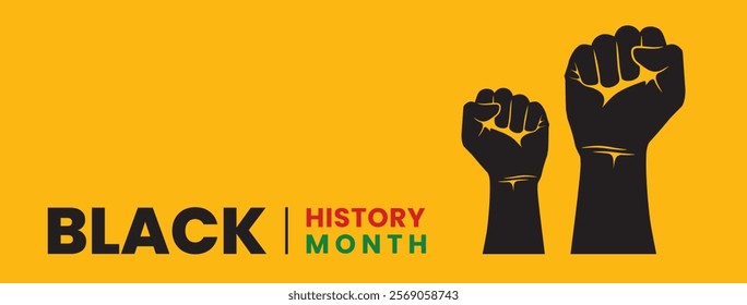 Black history month. Banner design with Black History Month teks. Celebrated annually in February in the United States and Canada, in October in the United Kingdom. Vector illustration