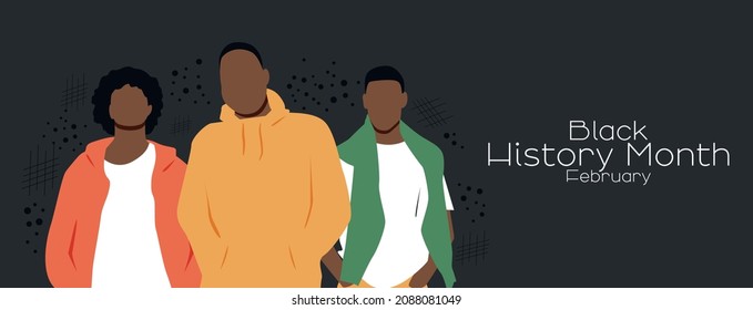 Black History Month banner. Flat vector illustration.