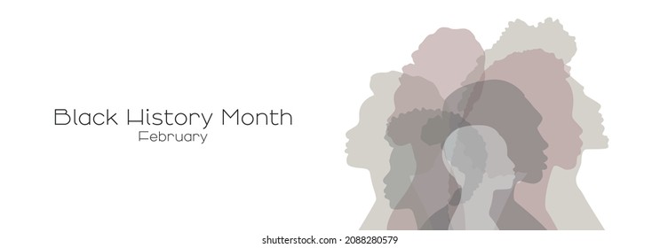 Black History Month banner. Flat vector illustration.