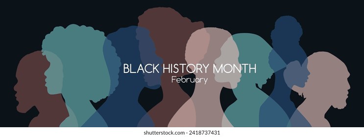 Black History Month banner. Flat vector illustration.