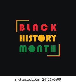 Black History Month banner with geometric African style pattern illustration on black background. Black History  Month vector banner