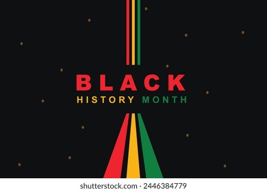 Black History Month banner with geometric african style pattern illustration on black background. Black History Month vector banner	