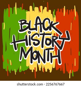 Black History Month Banner Hand Lettering Celebrating Template for Social Media Post Feed.eps