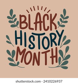 Black History Month banner. Handwriting Black History Month inscription short phrase. Hand drawn vector art.