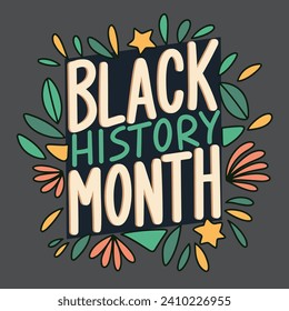 Black History Month banner. Handwriting Black History Month inscription short phrase. Hand drawn vector art.